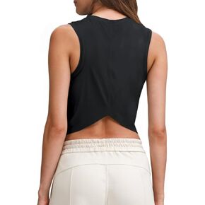 LASLULU Womens Workout Tank Tops Open Back Crop Athletic Gym Workout Running Sleeveless Shirts Tops Clothes