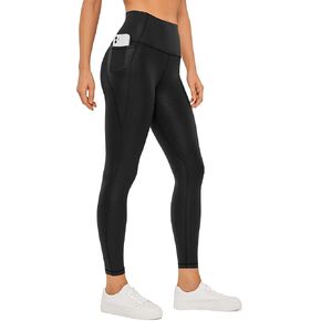 CRZ YOGA Womens Butterluxe Matte Faux Leather Leggings 25" - High Waisted Pockets Buttery Soft Lounge