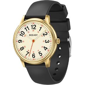 Beeasy Nurse Watch Waterproof for Medical Professionals Students Women Men,Watches with Second Hand Nursing 12/24 Hour, Easy Read Dial and Silicone Band, Military Time Luminouse