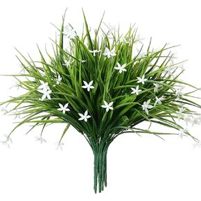 النباتات الاصطناعية الزهور الزهور قرد العشب UV مقاوم للاستخدام في الهواء الطلق والداخلي- شجيرات الزهور الاصطناعية للحديقة ، الفناء ، الشرفة ، الشرفة ، بجانب المسبح ، الجدار- تتلاشى الخضرة الخضراء المزيفة