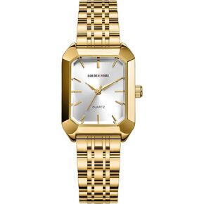 GOLDEN HOUR Women's Rectangular Quartz Watch, Gold Tone Stainless Steel Band