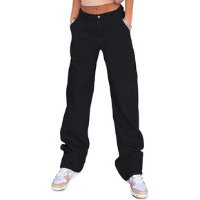 THWEI Cargo Pants for Women High Waisted Y2K Streetwear Casual Trousers