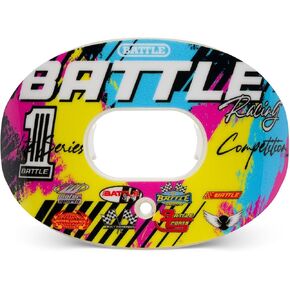 Battle Sports Oxygen Football Mouthguard - Football Mouth Guard with Strap, Superior Airflow & Better Performance, Maximum Breathability, Works with Braces - Finally Rich/White