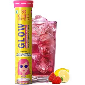 Glow - Japanese Glutathione 500mg OPITAC & Vitamin C for antioxidant Support and detoxification, Non-GMO Vegan - 20 Tablets Strawberry – Lemon Flavour