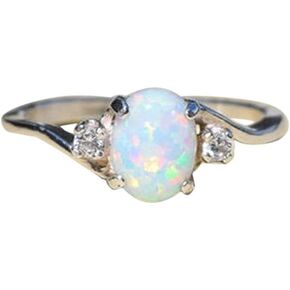 Exquisite Women's 925 Sterling Silver Ring Oval Cut Fire-Opal Diamond Jewelry Birthday Gift Bridal Party Ring