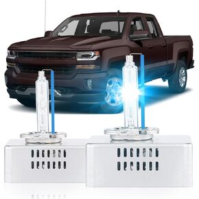 D5S HID Headlight Bulbs Fit for 2016 2017 2018 Chevy Silverado 1500 LT LTZ LS WT 2015-2018 GMC Sierra 1500 2500 3500 HD, High Low Beam Xenon Light, 8000K White Blue, Pack of 2