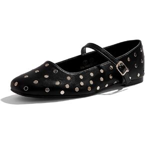 LUCKY STEP Women's Mary Jane Flat Shoes Comfortable Dress Shoes Ankle Strap Round Toe Retro Faux Leather Slip On Flats