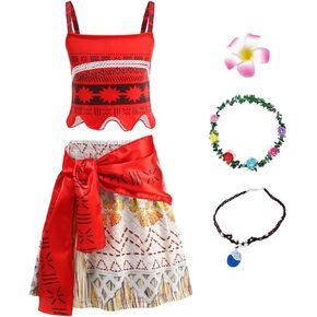 Ocean Princess Dress for Girls with Flower Crown, Shell Necklace & Hair Clip, Sparkly Party Outfit for Ages 3-9