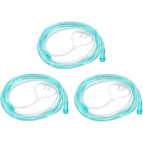 3 Pack High-Flow Ultra Soft Nasal Oxygen Cannula, Green Tubing and Each Individual Packing with Standard Connection 6.6 Feet