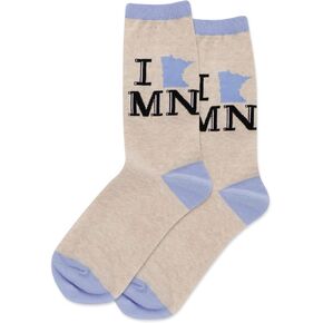 Hot Sox Womens Minnesota Crew Socks, Womens Shoe Size 4-10.5, Natural Malange