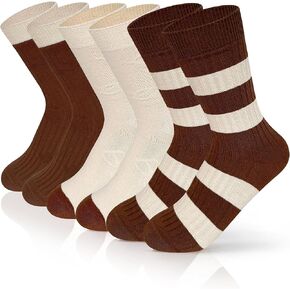 3 Pairs Cute Crew Socks for Women - Cotton Aesthetic Neutral Slouchy Cozy Soft Boot Dress Socks - Gifts for Women