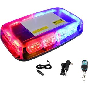 Rechargeable Emergency Roof Top Strobe Light Wireless Battery, 48LED 17 Flashing Modes,High Low Brightness,Hazard Traffic Lights w/Magnetic Base, Remote Control for Construction Vehicles (Green)