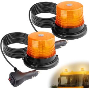 Led Strobe Light, 40 LED Amber Warning Safety Flashing Strobe Lights, 12V-24V LED Beacon Lights with Magnetic and 16 ft Straight Cord, for Forklift Trucks, Clearance Vehicles, Transportation Vehicles