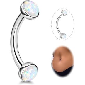 14G G23 Titanium Opal Belly Button Rings for Women Small Belly Ring Internally Thread Petite Navel Ring