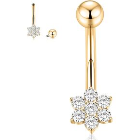 Peaklink Internal Thread Belly Butly Ring 14g Belly Piercing Jewelry G23 Titanium Belly Belly Babell Navel Ring Jewelry for Women 8mm 10mm 12mm
