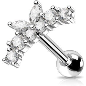 OUFER 316L SURCICAL STEMICAL STELL HELIX مجوهرات ثقب ، أزرار أقراط غضروف ، كرمة منحنية 16G CLE CZ TRAGUS JEWLERY للنساء