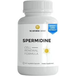 Spermidine 60 Vegetable Capsules - Wheat Germ Extract with 1000 mg Spermidine Supplement, Bioperine for Maximum Absorption (1 Bottle)