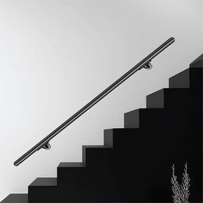 Hand Rails for Outdoor Steps – 3FT Black (Aluminum), Outdoor Hand Railing – Stair Railing Indoor – ADA Compliant, Hand Rails for Indoor Stairs with Wall Mounts, Black