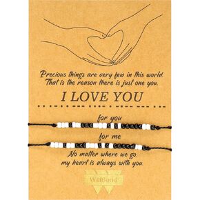 Willbond I Love You Morse Code Bracelets for Faulls Boyfriend Girlfriend Gifts for زوج زوجة أنا أحبك مع الأساور المطابقة (أحبك أسلوب حبة)