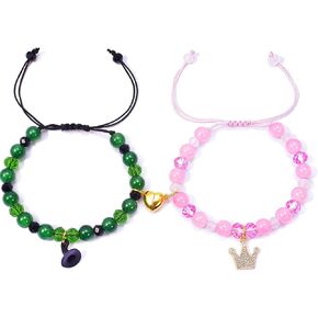 Elphaba Galinda Friendship Matching Bracelets - Rhinestone Gold Crown Witch Merch BFF Bracelet - Home Hompts for Best Friends Friend Firm Party Assories (أساور قابلة للتعديل)