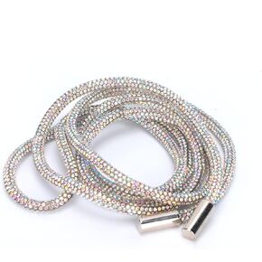 Rope Laces, 1Pcs Shoe Laces, 6mm Shoe Lace Accessories Glass Shiny Round Cords Rope Lace with Metal Tip String for Clothes Shoe Replacement Assembly Decor 0.2in (AB Color)