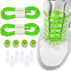 2 Pairs Smiley Face No Tie Shoelaces Adjustable Tieless Elastic Shoe Laces for Sneakers Boots Adults Kids