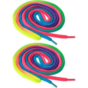 Ouligay 2 Pairs Colorful Rainbow Shoelaces - 55 Inch Ultra Long Colored Shoe Laces with Rainbow Gradient