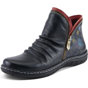 Spring Step L'Artiste Chesapeake Women's Floral Bootie - Painted Flowers, Burnished Leather, Bohemian Style