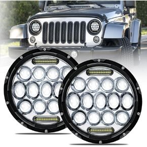 7 بوصة 7 '' المصابيح الأمامية LED متوافقة مع 2007-2015 Jeep Wrangler JK 2 Door/1997-2006 Wrangler TJ/1976-1986 Wrangler CJ-7 Black Housing 2PC