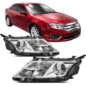 Compatible With 2010 2011 2012 Ford Fusion OE Style Headlights Assembly Black Replacement Pair Passenger and Driver Side