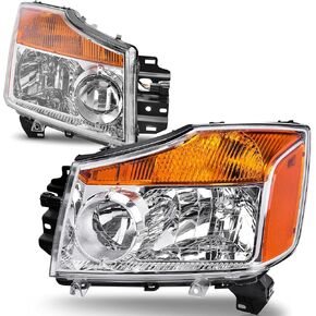 AUTOSAVER88 Headlights Assembly Headlamps Compatible with 01 02 03 04 2001 2002 2003 2004 Frontier 2001-2004 Pair Passenger and Driver Side Black Housing Amber Reflector