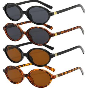 Retro Oval Sunglasses for Women Men Trendy Small 90s Sun Glasses Vintage Round Designer Sunnies