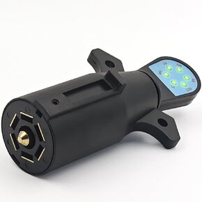 7 Way Trailer Plug Tester 12V ، 7 PIN Trailer Trailer Wiring Tester ، اختبار Round Trailer Light مع مصباح LED ، قابس اختبار المقطورة للشاحنة ، RVS - التوصيل والتشغيل