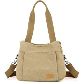 Sunshinejing Women's Canvas Presh Small Counder Tote Work Crossbody Bag Multi-Poock Bage