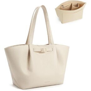 Missnine Large Work Tote Bag for Women with Felt Organizer Insert, Designer Handbags Pu Leather Weekender Bag for Travel