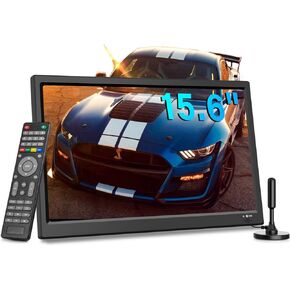 15.6 inch Portable Small TV - Kitchen TV with Antenna/HDMI/USB/AV, Rechargeable Battery Operated - Perfect for Camping and RV Trips in Kuwait