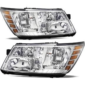 تجميع المصابيح الأمامية متوافقة مع 2009-2020 Dodge Journey Halogen Light Light Light Light Left Writy ، Side Black Housing Side
