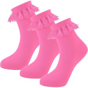 Degpum Ruffle Socks Lace Ruffle Frilly Ankle Socks for Women Fashion Lace Cute Sock for Ladies Girls