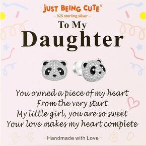 Panda Earrings Gifts, 925 Sterling Silver Cubic Zirconia Stud Earrings Hypoallergenic Cute Jewelry Valentine's Day Gifts for Women Girlfriend Teen Girls