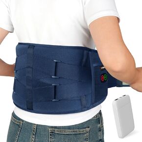 Comfytemp Cordless Heating Pad with Massager for Back Pain Relief, Portable Lower Back Massager, Wearable Heating Pads for Cramps with 3 Heat, Auto-Off, Christmas Gifts for Mom Blue