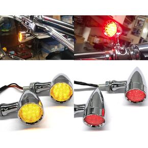 Dreamizer 4pcs LED دراجة نارية Amber Amber Red الأمامية الخلفية الفرامل المنعطف إشارة ضوء وميض القيادة ضوء الذيل متوافق مع Sportster 883 Street Bike Bike Cruiser and Chopper