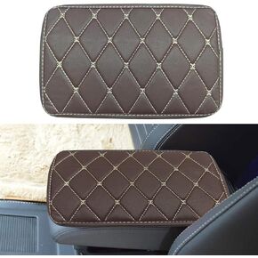 Leather Center Console Cover for Cars - Waterproof Armrest Seat Box Cover Protector Car Center Console Armrest Pad- Universal Middle Console Arm Rest Cover Cushion Pad for Most Vehicles (Black/Red)