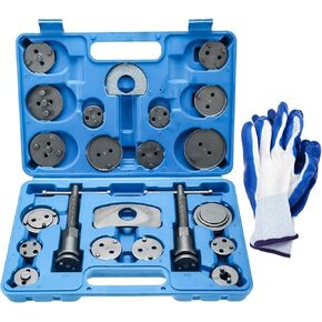 KUNTEC 24 Piece Disc Brake Caliper Tool Kit Front Rear Brake Piston Compression Tool Brake Pad Replacement Reset Wind Back Kit