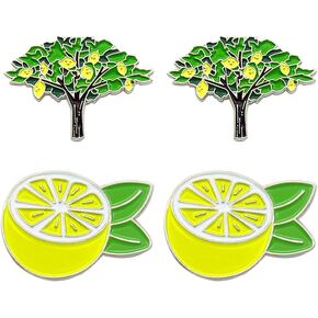 4Pcs Cute Lemon Tree Pin Badge for Clothes Backpacks and Hats Fun DIY Metal Accessory
