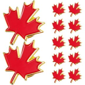 12Pcs Canada Day Maple Leaf Badge Pin Metal Enamel Lapel Pin For Clothes Bags Hats