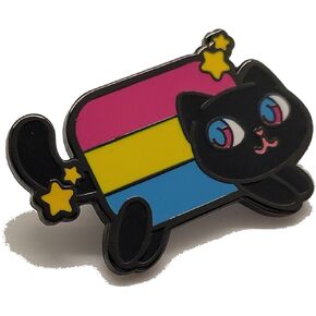 Nyan Cat Pride Enamel Pin The Meme Kitty in Rainbow Trans Pansexual Bisexual Lesbian Asexual Nonbinary Aromantic Pride Flag Colors lgbtq+