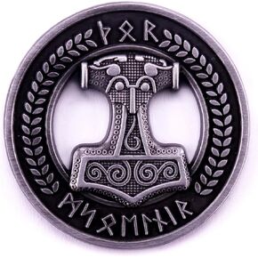 Thor Hammer Valknut Knot Viking Norse Runes Runes Symbol Odin Celtic Mythology 1.8 "شارة دبوس المينا