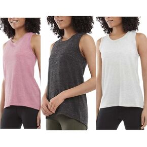 Danskin Women's 3 Pack Tank Top (Pink Pepper/Oatmeal/Black, Small)