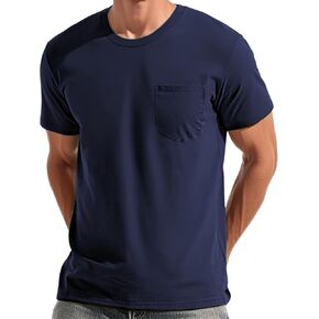 EKLENTSON Men's T-Shirts Short Sleeve Cotton Crew Neck Lightweight Tee Shirts Casual Summer Basic Tops with Pocket