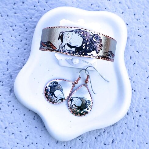 Native American Tribal Bracelets Cuff Animal/Pueblo/Dolphin/Hummingbird/Dragonfly/Butterfly/Orca/Wolf/Cat/Bison/Owl/Maple in Saudi Arabia